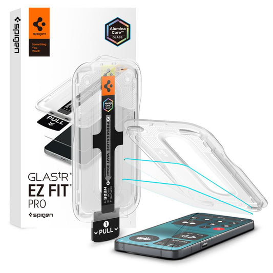 Näytönsuoja Spigen GlastR EZ FIT Pro Nothing Phone (4a) Prolle, Karkaistu lasi, Täysiliimainen, 2 kappaleen setti AGL11681
