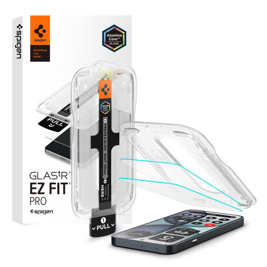Näytönsuoja Spigen GlastR EZ FIT Pro Nothing Phone (4a) -puhelimelle, Karkaistu lasi, Täysiliimainen, 2 kappaleen setti AGL11682