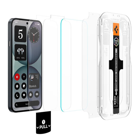 Näytönsuoja Spigen GlastR EZ FIT Pro Nothing Phone (4a) -puhelimelle, Karkaistu lasi, Täysiliimainen, 2 kappaleen setti AGL11682
