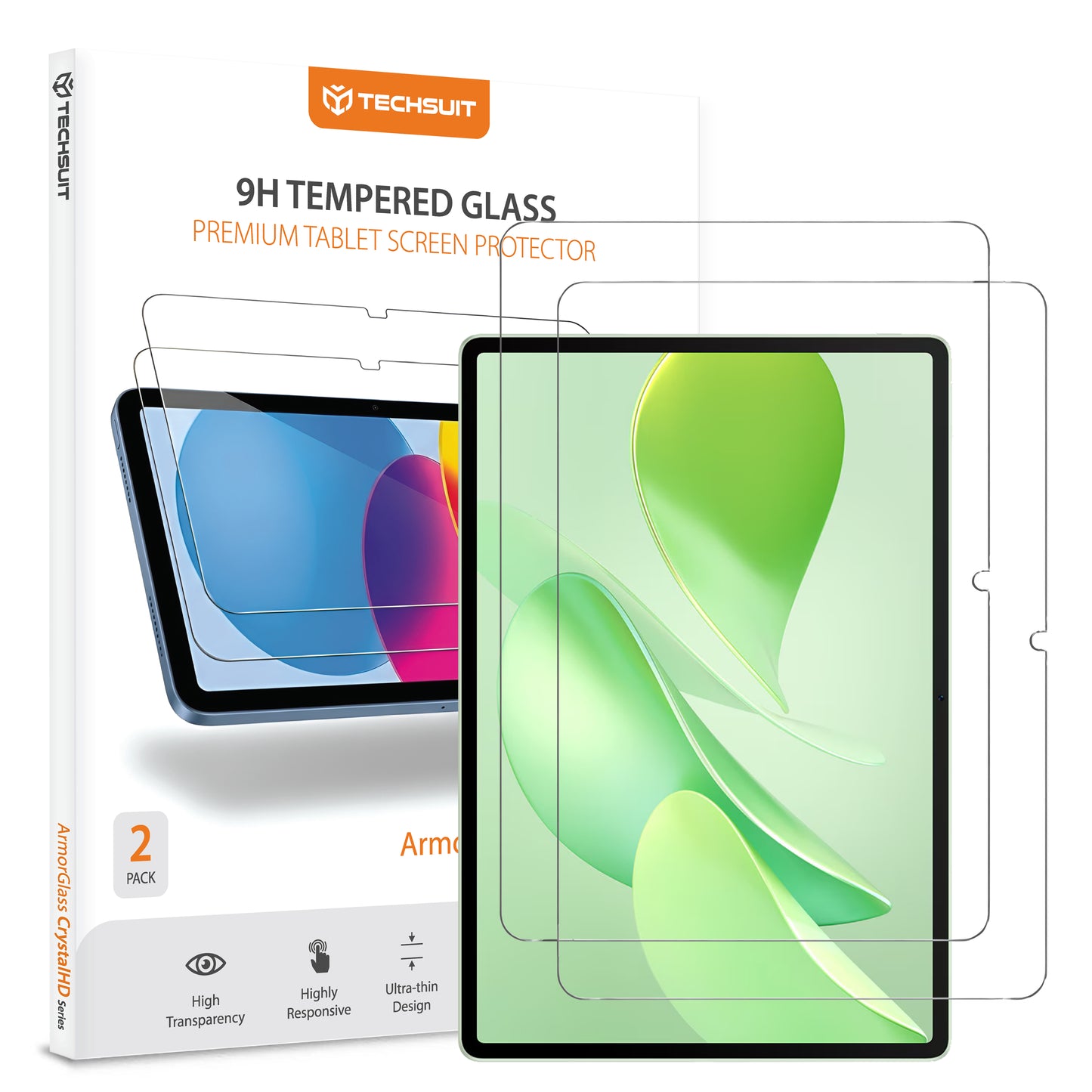 Techsuit ArmorGlass CrystalHD -suojakalvo Huawei MatePad 12 X (2025) -laitteelle, Turvalasi, Full Glue, 2 kappaleen setti