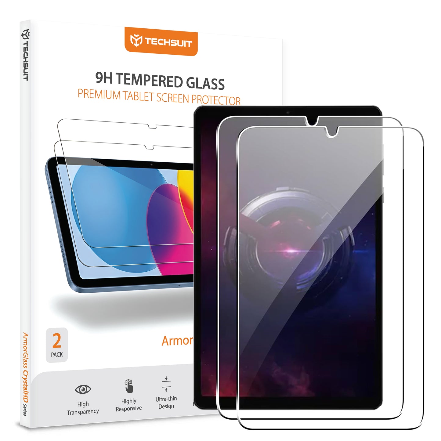 Techsuit ArmorGlass CrystalHD -näytönsuojakalvo Lenovo Legion Y700 (2025) -laitteelle, Turvalasi, Täysliima, 2 kappaleen setti