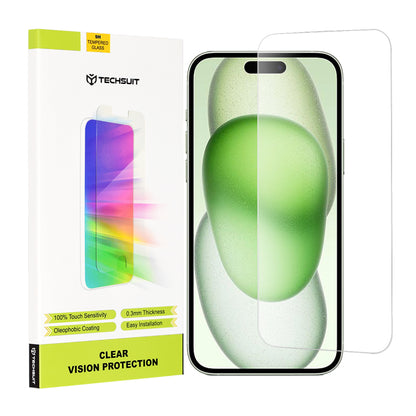 Techsuit Clear Vision -näytönsuoja Apple iPhone 16 Plus / 15 Plus / 15 Pro Max -puhelimille, karkaistu lasi, täysiliimainen