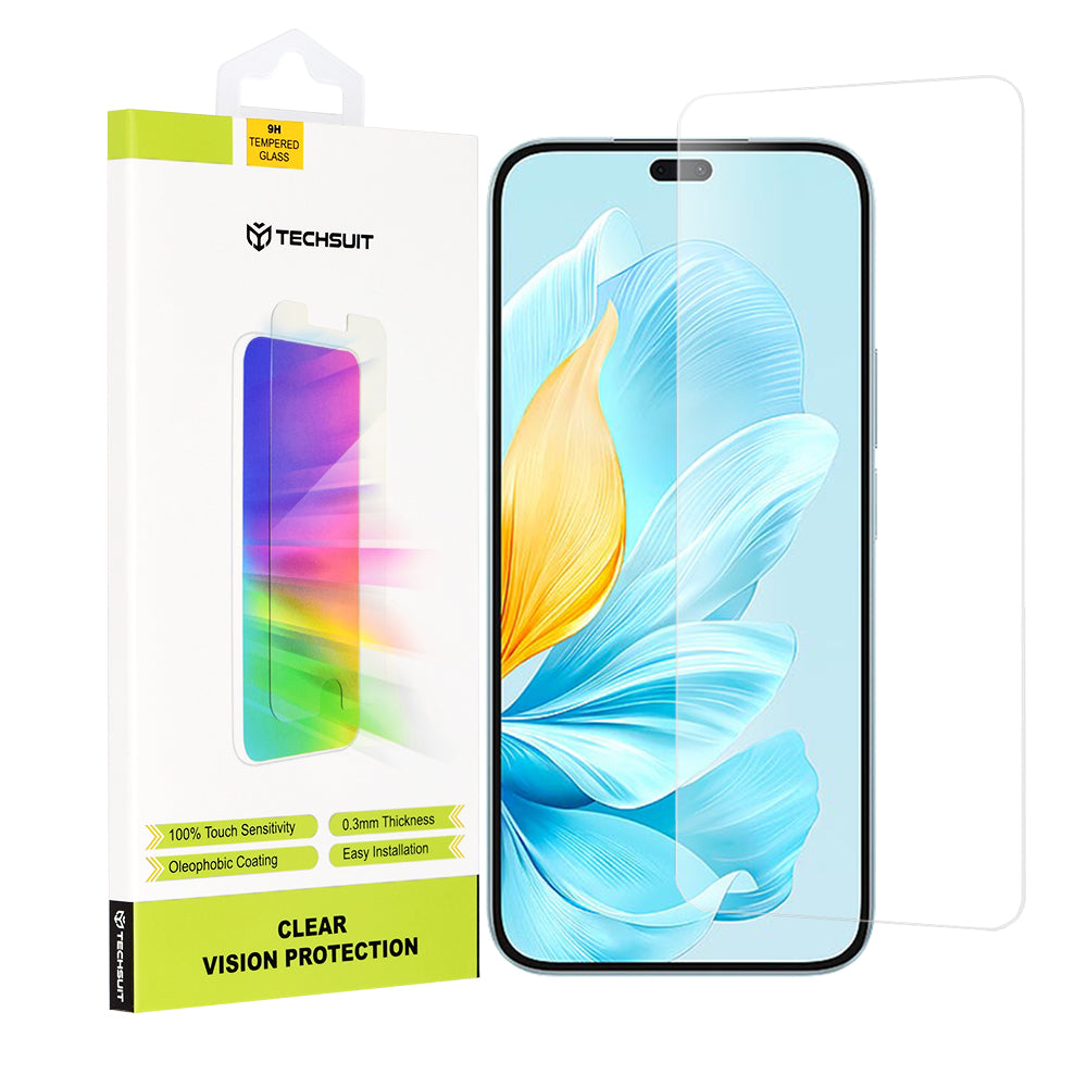 Techsuit Clear Vision -näytönsuoja Honor 200 Litelle, karkaistu lasi, täysi liima