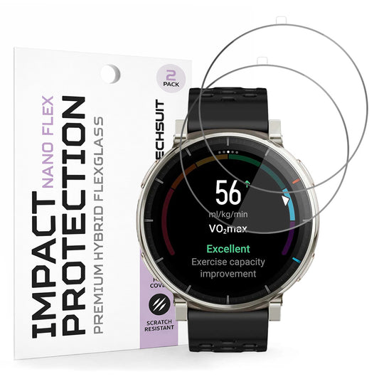 Näytönsuoja Techsuit Nano Flex Amazfit Active 3 Premiumille, Muovi, 2 kappaleen setti, Musta