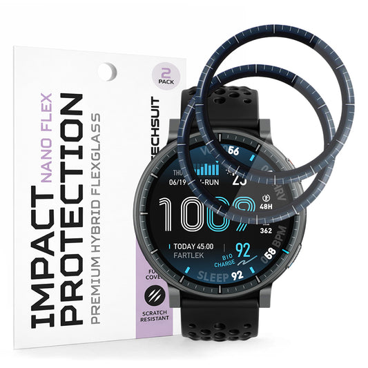 Suojakalvo Techsuit Nano Flex Amazfit Active Max -laitteelle, Muovi, 2 kappaleen setti, Musta