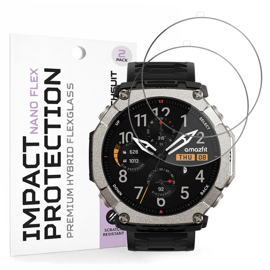 Techsuit Nano Flex -suojakalvo Amazfit T-Rex Ultra 2 -laitteelle, Muovi, 2 kappaleen setti, Musta