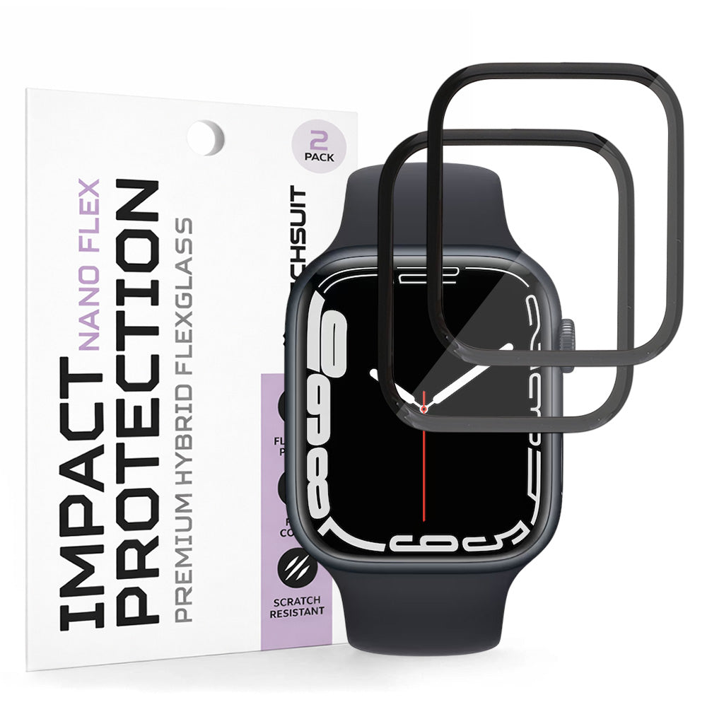 Techsuit Nano Flex -suojakalvo Apple Watch Series 9 / 8 / 7 41mm, Muovi, 2 kappaleen setti, Musta