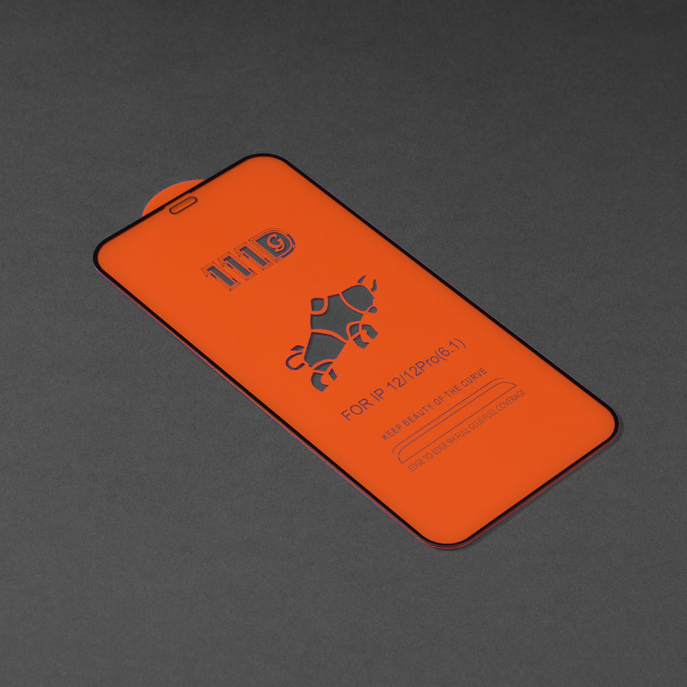 Techsuit-näytönsuoja Apple iPhone 12 / 12 Pro -puhelimelle, karkaistu lasi, täyshartsi, 111D, musta