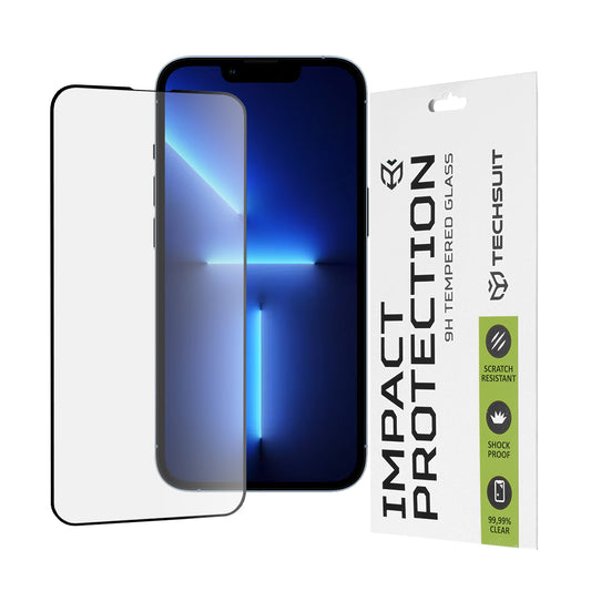 Techsuit-näytönsuoja Apple iPhone 14 Plus / 13 Pro Max -puhelimelle, karkaistu lasi, täysiliima, 111D, musta