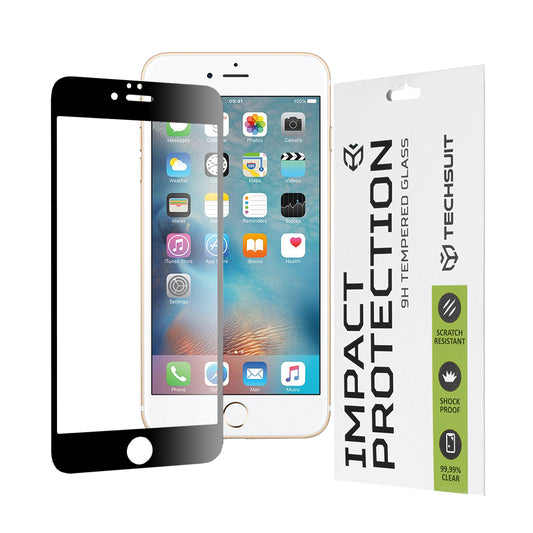 Techsuit-näytönsuoja Apple iPhone 6s Plus / 6 Plus -puhelimelle, karkaistu lasi, täyshartsi, 111D, musta