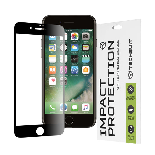 Techsuit-näytönsuoja Apple iPhone 8 Plus / 7 Plus -puhelimelle, karkaistu lasi, täysiliima, 111D, musta
