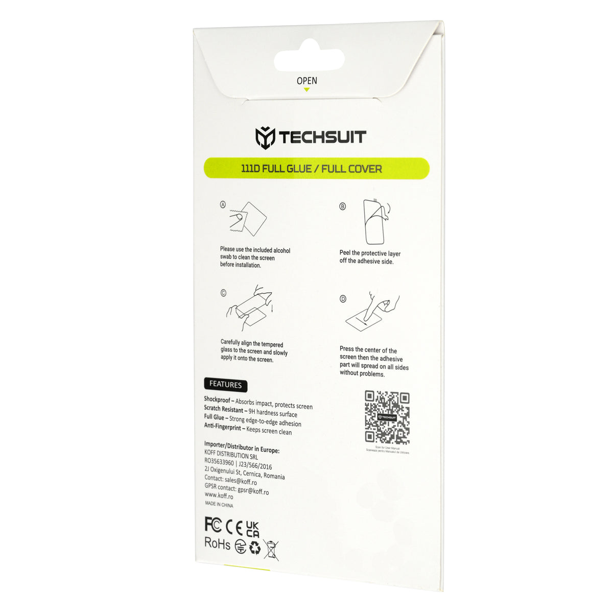 Techsuit-näytönsuoja Apple iPhone Ultra -puhelimelle, karkaistu lasi, täyshartsi, 111D, musta