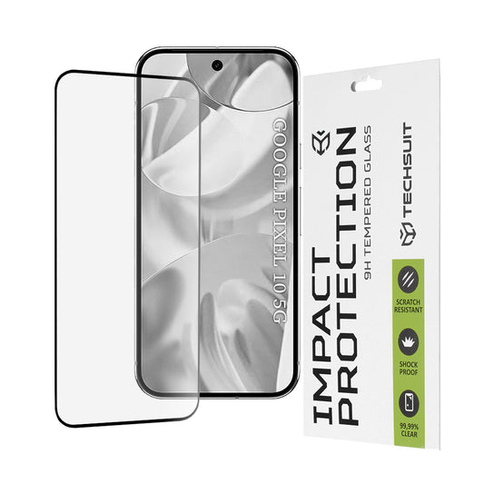 Techsuit-näytönsuoja Google Pixel 10:lle, karkaistu lasi, täysiliima, 111D, musta