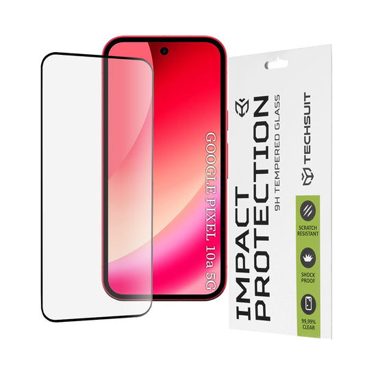 Techsuit-suojakalvo Google Pixel 10a:lle, Panssarilasi, Full Glue, 111D, Musta