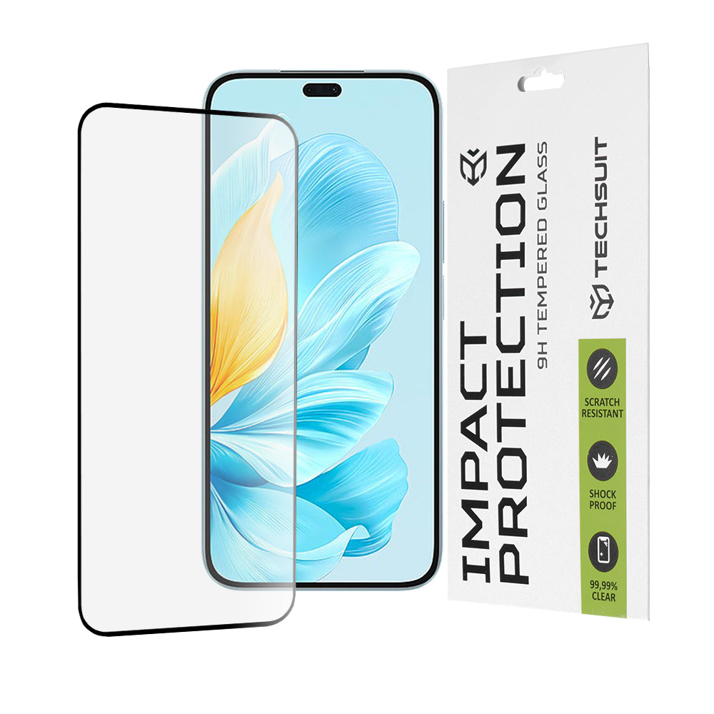 Techsuit-näytönsuoja Honor 200 Lite -puhelimelle, karkaistu lasi, täysiliima, 111D, musta