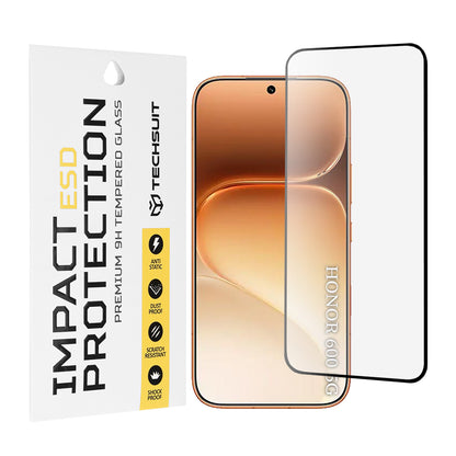 Techsuit-näytönsuoja Honor 600 Pro / 600:lle, karkaistu lasi, täysiliimainen, musta