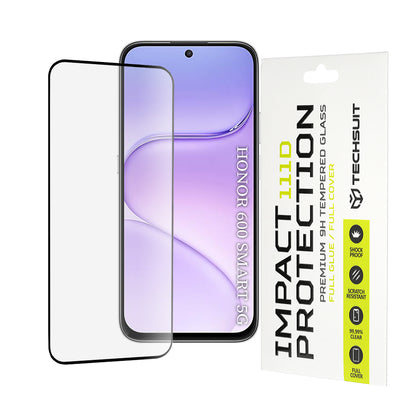 Techsuit-näytönsuoja Honor 600 Smartille, karkaistu lasi, täysiliima, 111D, musta