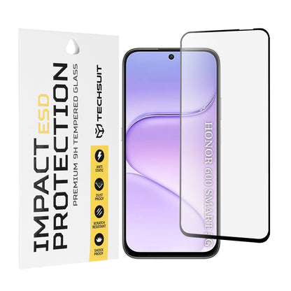 Techsuit-näytönsuoja Honor 600 Smartille, karkaistu lasi, täysliima, musta