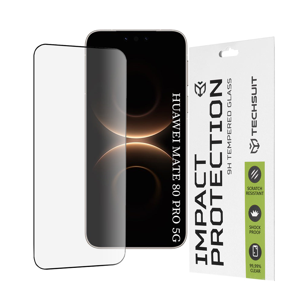Techsuit-suojakalvo Huawei Mate 80 Pro:lle, Panssarilasi, Full Glue, 111D, Musta