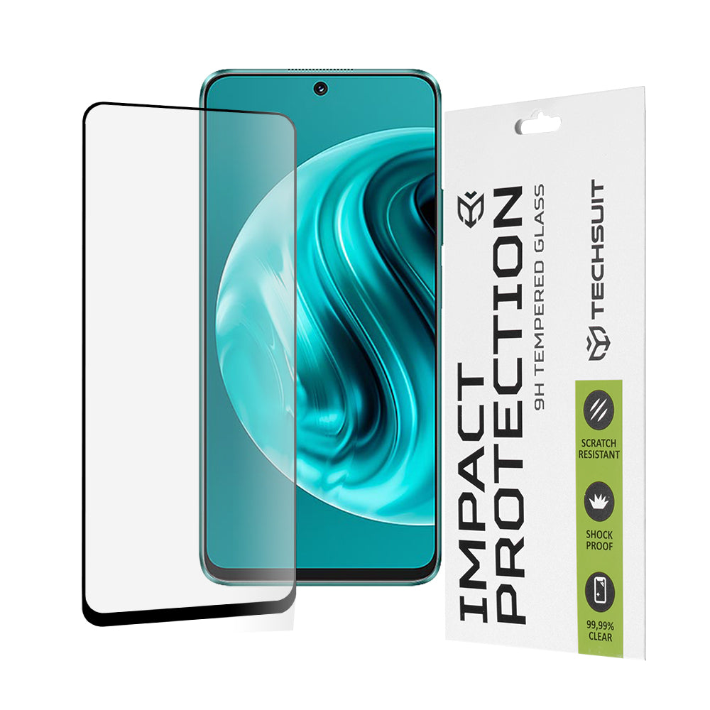 Techsuit-näytönsuoja Huawei nova 13i / nova 12i:lle, karkaistu lasi, täysiliima, 111D, musta