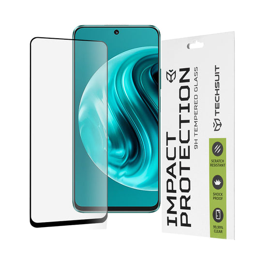 Techsuit-näytönsuoja Huawei nova 13i / nova 12i:lle, karkaistu lasi, täysiliima, 111D, musta