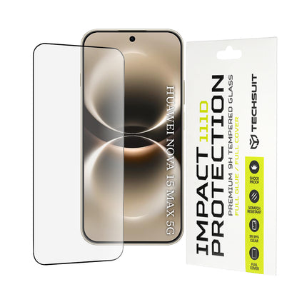 Techsuit Screen Protector Film for Huawei nova 15 Max, Tempered Glass, Full Glue, 111D, Black