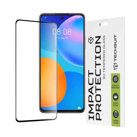 Techsuit-näytönsuoja Huawei P smart 2021:lle, karkaistu lasi, täysiliima, 111D, musta