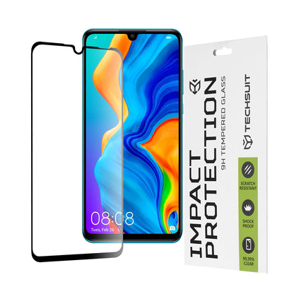 Techsuit-näytönsuoja Huawei P30 lite New Edition / P30 lite -puhelimelle, karkaistu lasi, täysiliimainen, 111D, musta