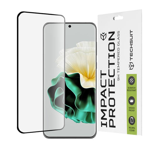 Techsuit-näytönsuoja Huawei P60:lle, karkaistu lasi, täysiliima, 111D, musta