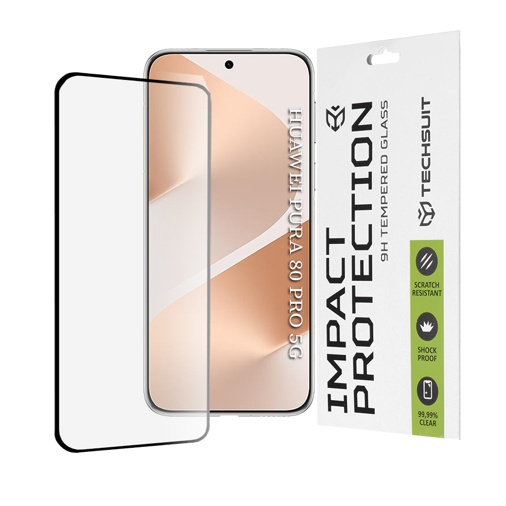 Techsuit-näytönsuoja Huawei Pura 80 Pro:lle, karkaistu lasi, täysiliima, 111D, musta