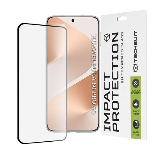 Techsuit-näytönsuoja Huawei Pura 80 Pro:lle, karkaistu lasi, täysiliima, 111D, musta