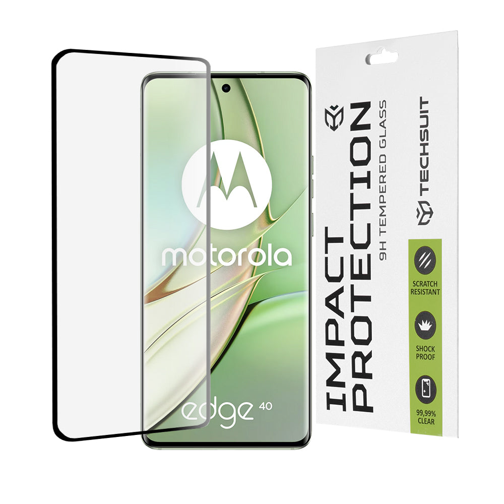 Techsuit-näytönsuoja Motorola Edge (2023) / Edge 40:lle, karkaistu lasi, täysiliima, 111D, musta