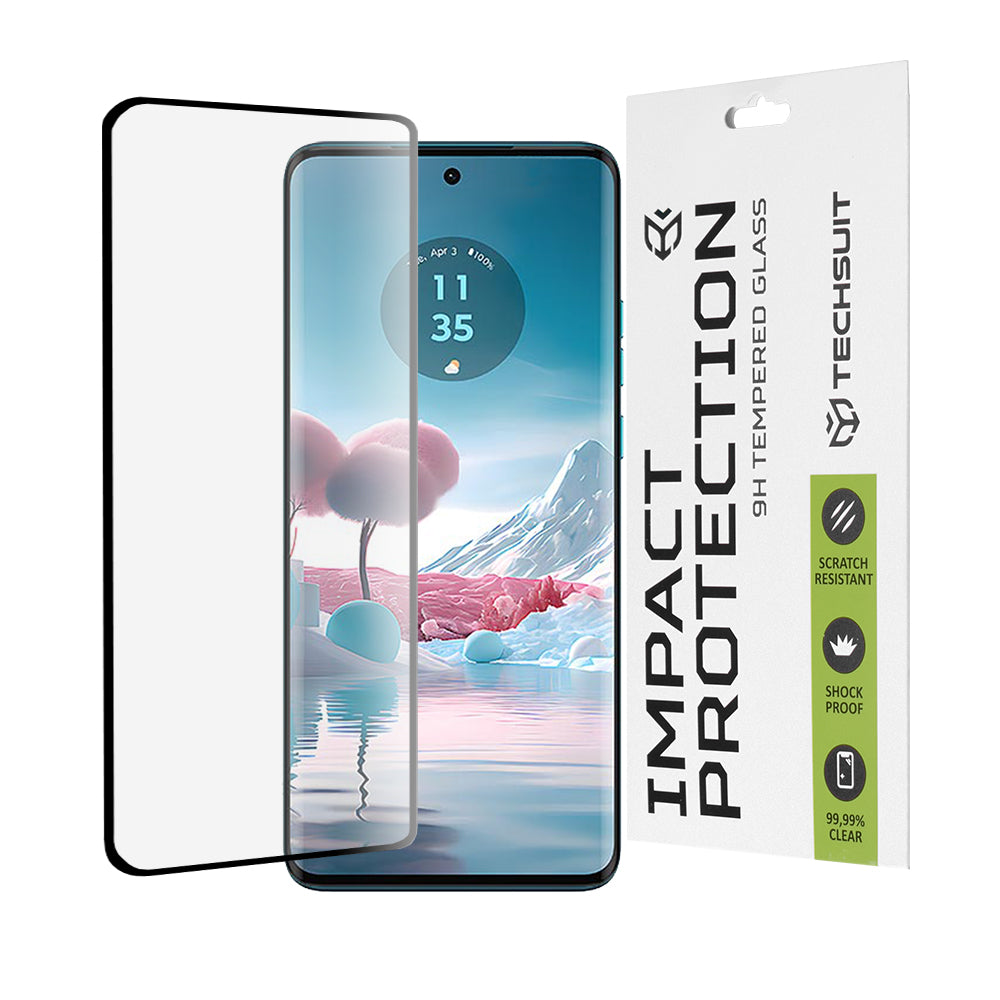 Techsuit-näytönsuoja Motorola Edge 40 Neo -puhelimelle, karkaistu lasi, täysiliimainen, 111D, musta