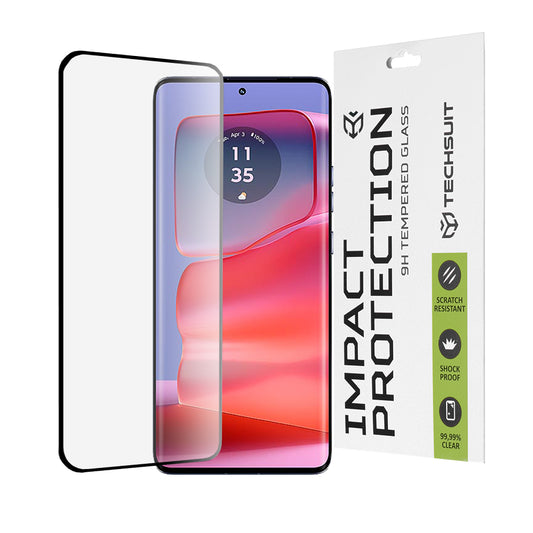 Techsuit-näytönsuoja Motorola Edge 50 Pro:lle, karkaistu lasi, täysiliima, 111D, musta
