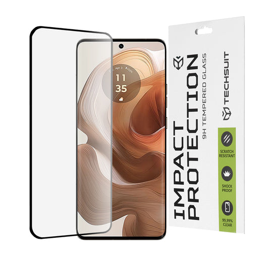 Techsuit-näytönsuoja Motorola Edge 50 Ultra -puhelimelle, karkaistu lasi, täysiliimainen, 111D, musta