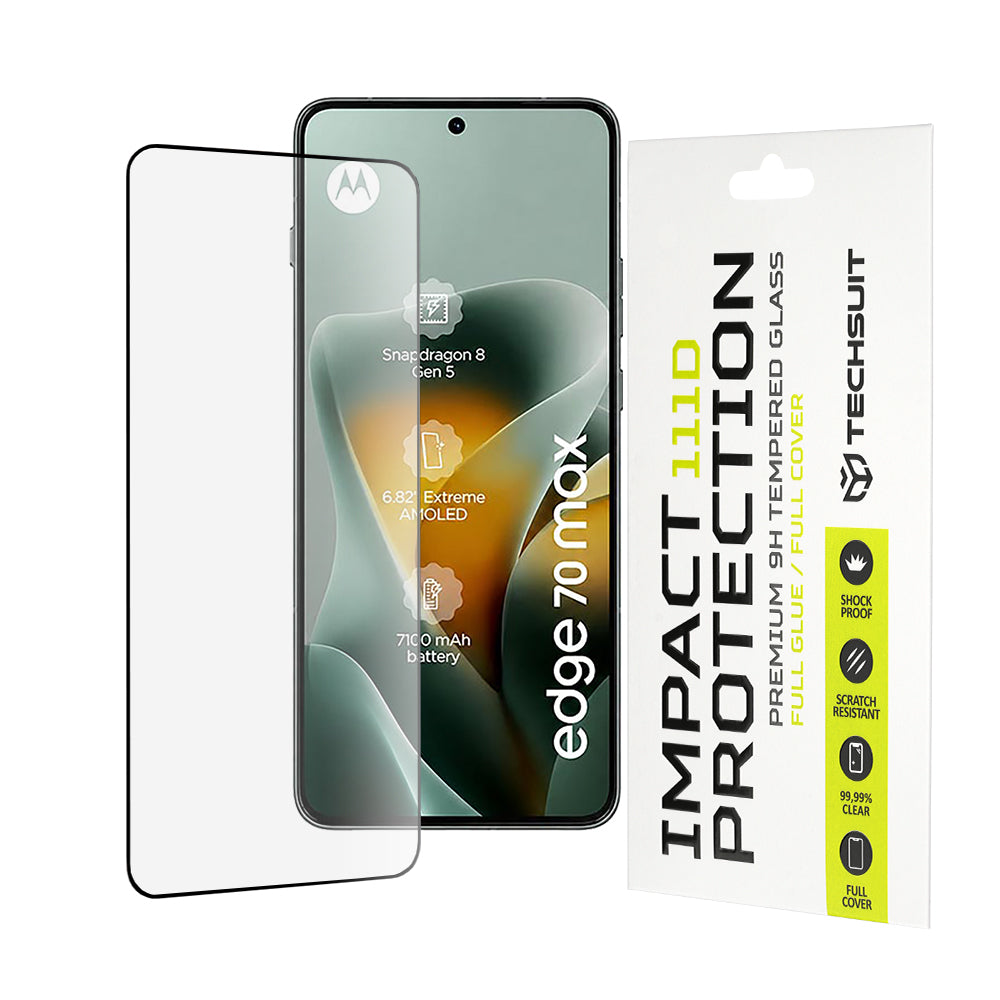 Techsuit-näytönsuoja Motorola Edge 70 Maxille, karkaistu lasi, täysiliima, 111D, musta