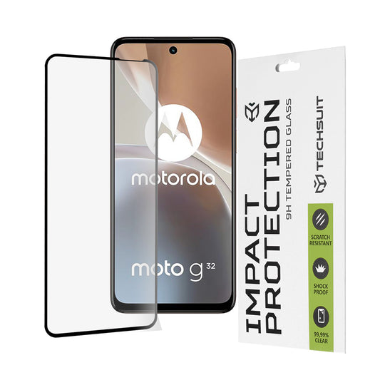 Techsuit-näytönsuoja Motorola Moto G32:lle, karkaistu lasi, täysiliima, 111D, musta
