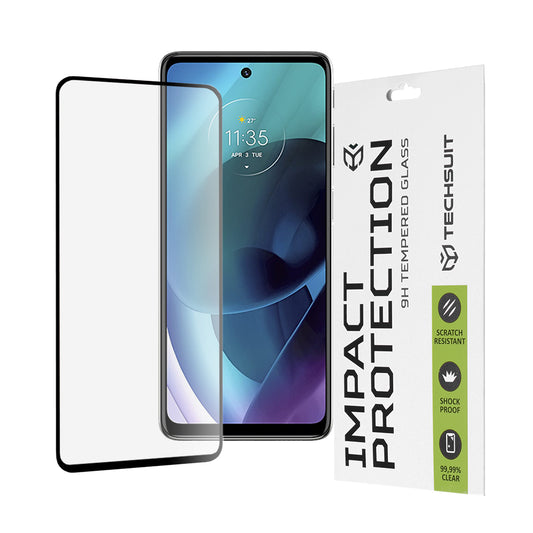 Techsuit-näytönsuoja Motorola Moto G51 5G:lle, karkaistu lasi, täyshartsi, 111D, musta