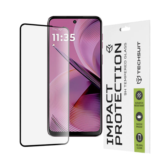 Techsuit-näytönsuoja Motorola Moto G55:lle, karkaistu lasi, täysiliima, 111D, musta
