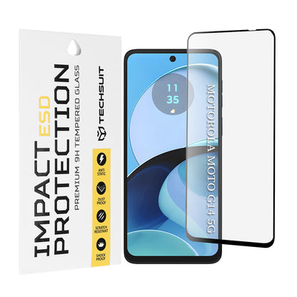 Techsuit-näytönsuoja Motorola Moto G64 / G54 Power Edition / G14 / G54 -puhelimille, karkaistu lasi, täysiliimainen, musta