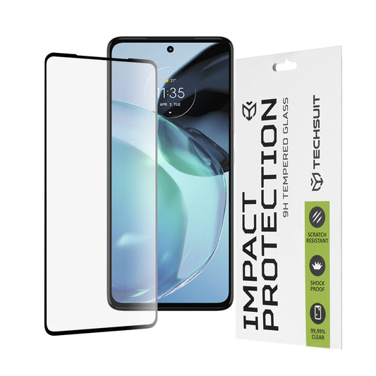 Techsuit-näytönsuoja Motorola Moto G72:lle, karkaistu lasi, täysiliima, 111D, musta