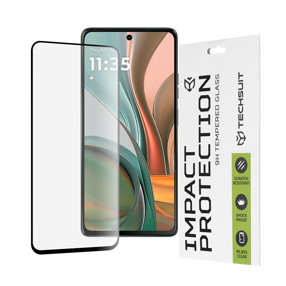 Techsuit-näytönsuoja Motorola Moto G75:lle, karkaistu lasi, täysiliima, 111D, musta