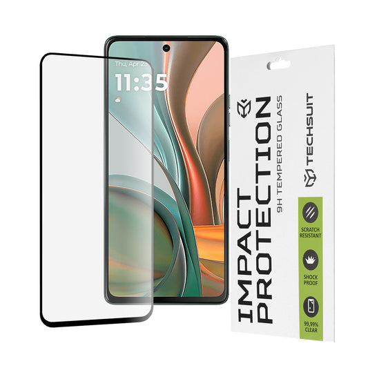 Techsuit-näytönsuoja Motorola Moto G75:lle, karkaistu lasi, täysiliima, 111D, musta