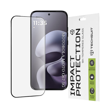 Techsuit-näytönsuojakalvo Motorola Moto G77 / G67 -puhelimille, Panssarilasi, Full Glue, 111D, Musta