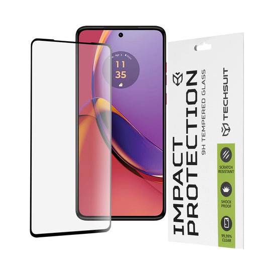 Techsuit-näytönsuoja Motorola Moto G84:lle, karkaistu lasi, täysiliima, 111D, musta