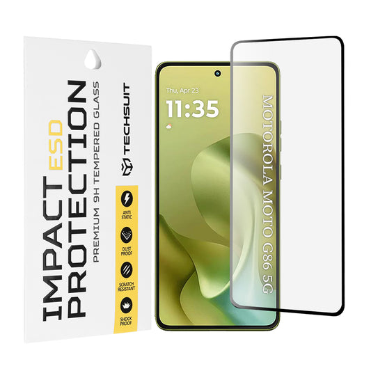 Techsuit-näytönsuoja Motorola Moto G86 Power / G86:lle, karkaistu lasi, täysiliimainen, musta