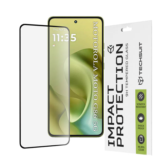 Techsuit-näytönsuoja Motorola Moto G86:lle, karkaistu lasi, täysiliima, 111D, musta