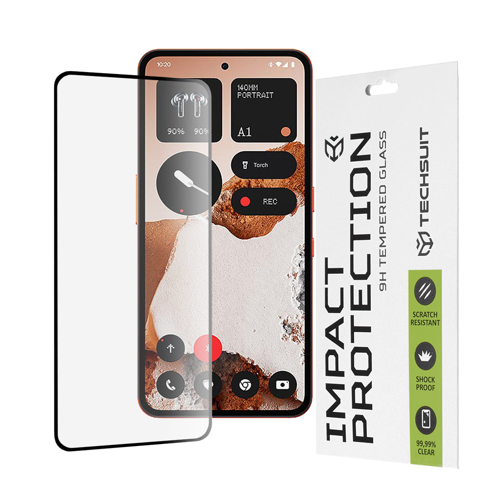 Techsuit-näytönsuoja Nothing CMF Phone 2 Pro:lle, karkaistu lasi, täyshartsi, 111D, musta