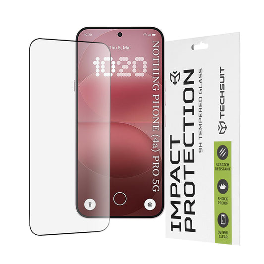 Techsuit-suojakalvo Nothing Phone (4a) Pro:lle, Panssarilasi, Full Glue, 111D, Musta