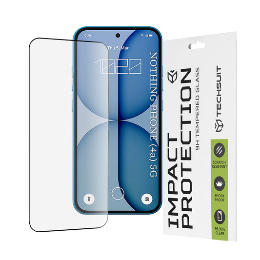 Techsuit-suojakalvo Nothing Phone (4a) -puhelimelle, Panssarilasi, Full Glue, 111D, Musta
